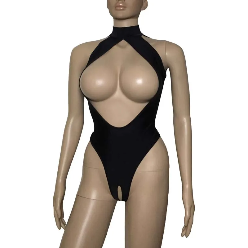 Hot Sexy Lingerie Women High Cut Cupless Teddy Crotchless Leotard Front Open Crotch Skinny Bodysuit