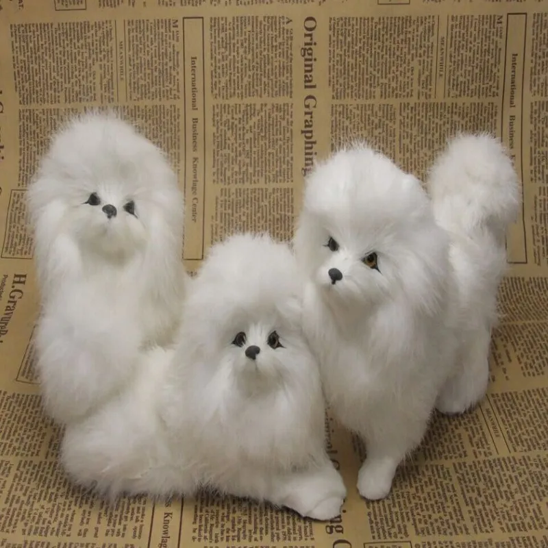 

about 10-18cm white poodle dog model,one lot / 3 pieces,polyethylene&furs handicraft Figurines home decoration toy gift a2645