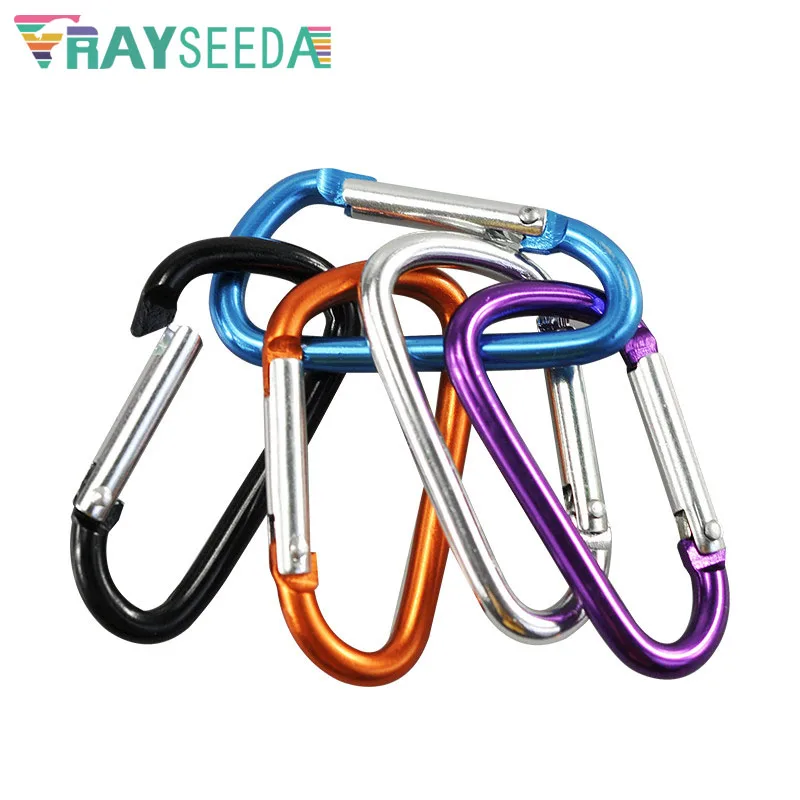 Rayseeda 3 Buah 7 #60 Mm D Bentuk Mendaki Carabiner Outdoor Aluminium Alloy Gunung Carabiner Kait untuk Kunci Whirlpool