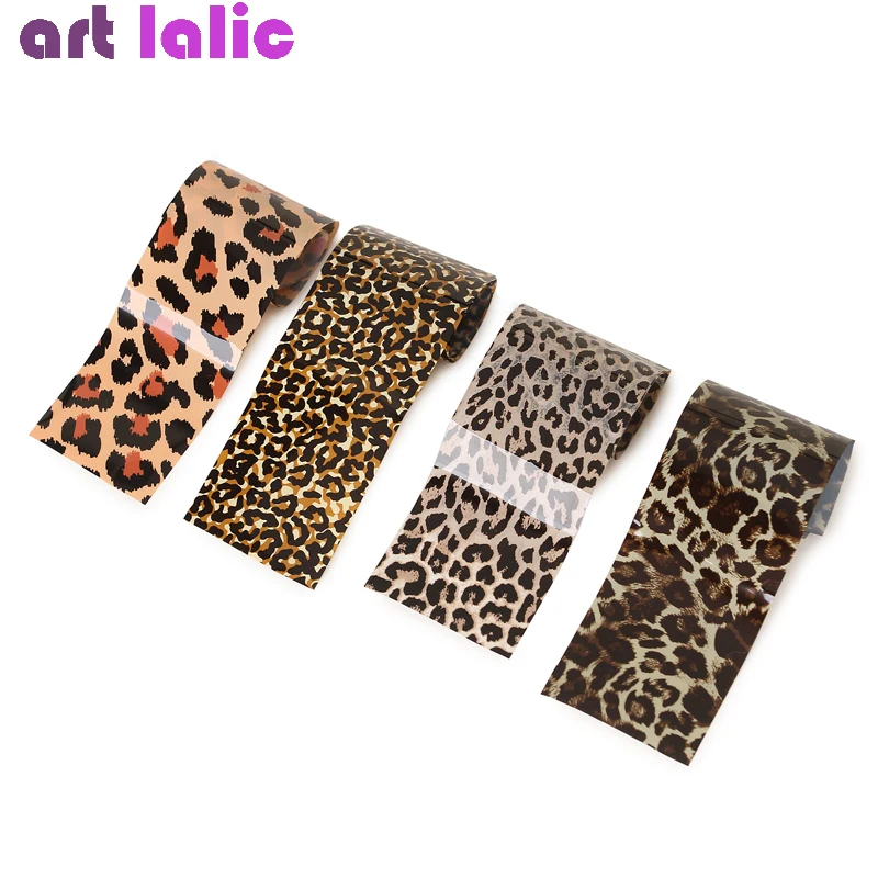 Leopard Print Nail Foils, Transfer Paper, Art Stickers, Manicure Set, Decal, Animal, Decoration, 4 Sheets