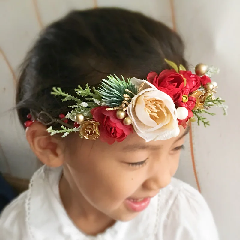 Chrismas Red White Flower Headband