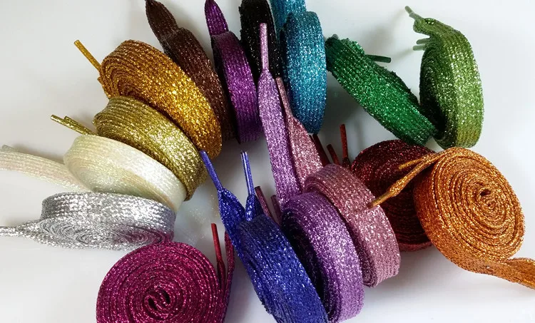 Shiny Glitter Gold and Silver Colorful Bright Shoelaces 16 Colors 110 cm Sneaker Sport Shoes Laces Bootlaces Shoe laces Strings