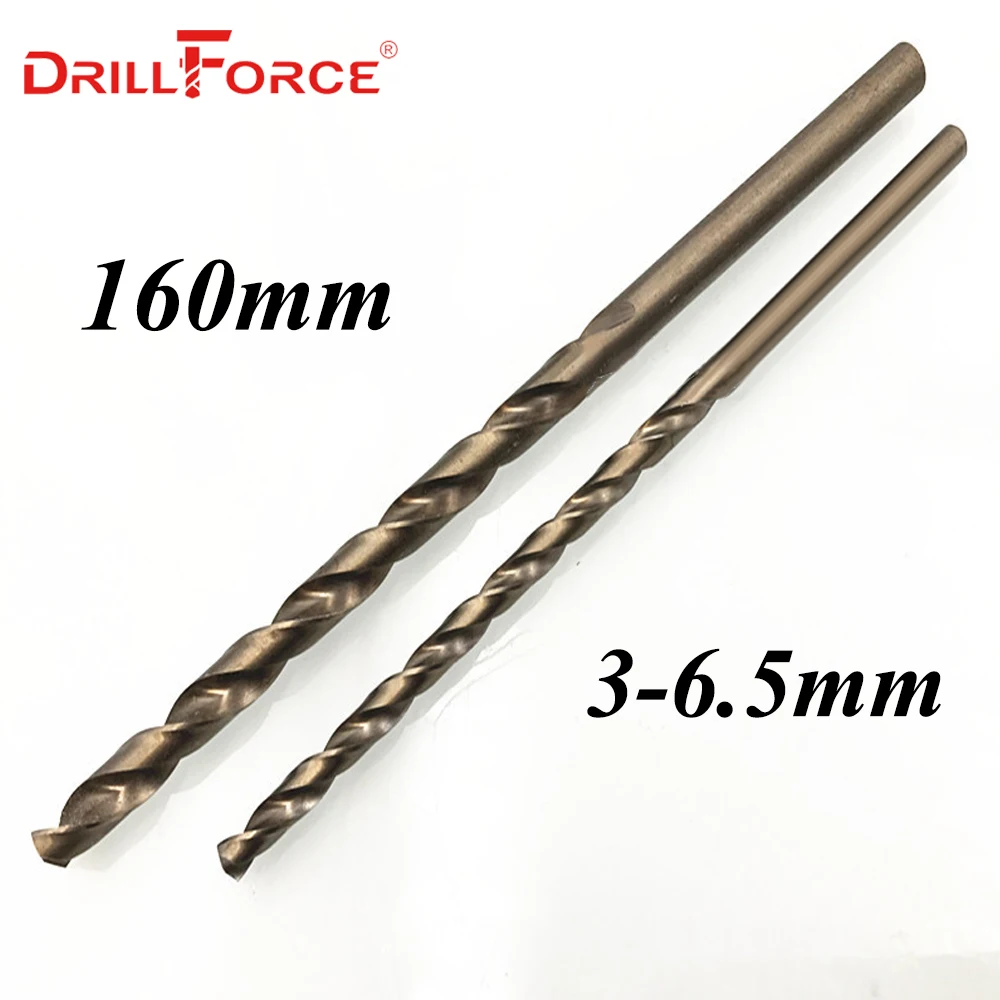 

Drillforce Tools 10PCS 3.0mm-6.5mmx160mm OAL HSSCO 5% Cobalt M35 Long Twist Drill Bits For Stainless Steel Alloy Steel&Cast Iron