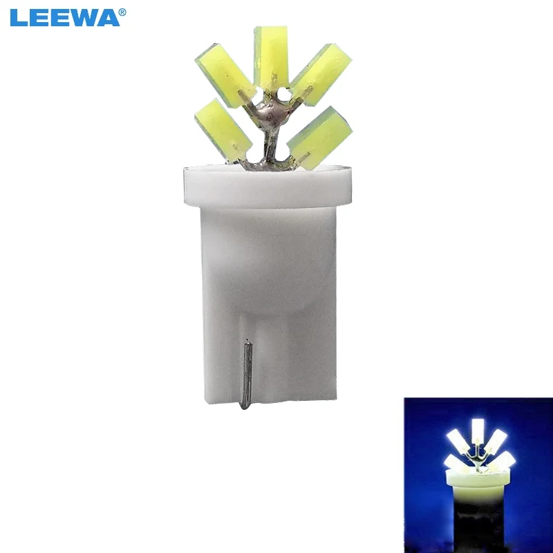 LEEWA 300pcs White Car T10 194 W5W COB 5SMD LED Lights Tree Shapes Car Side Wedge Clearance Reading Light Lamp   #CA4652