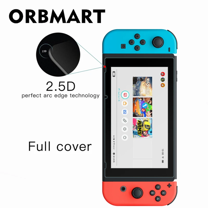 ORBMART 9H Explosion-proof HD Tempered Glass Screen Protector Full Cover Protective Films For Nintendo Switch NS