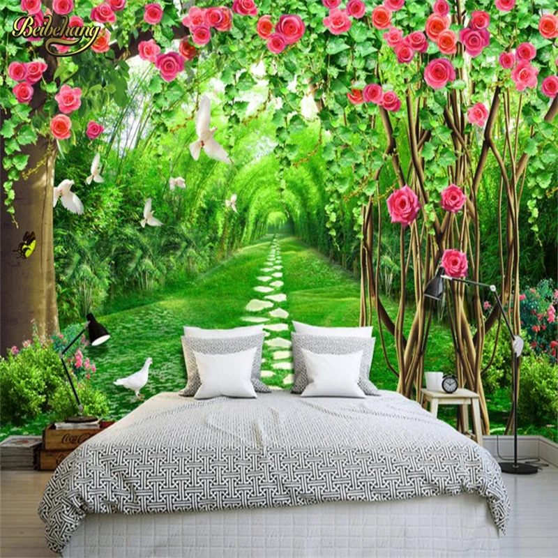 

beibehang Flower rattan forest path Custom 3D Mural Photo Wallpaper Landscape Painting Restaurant Cafe Home Decor Wall Paper