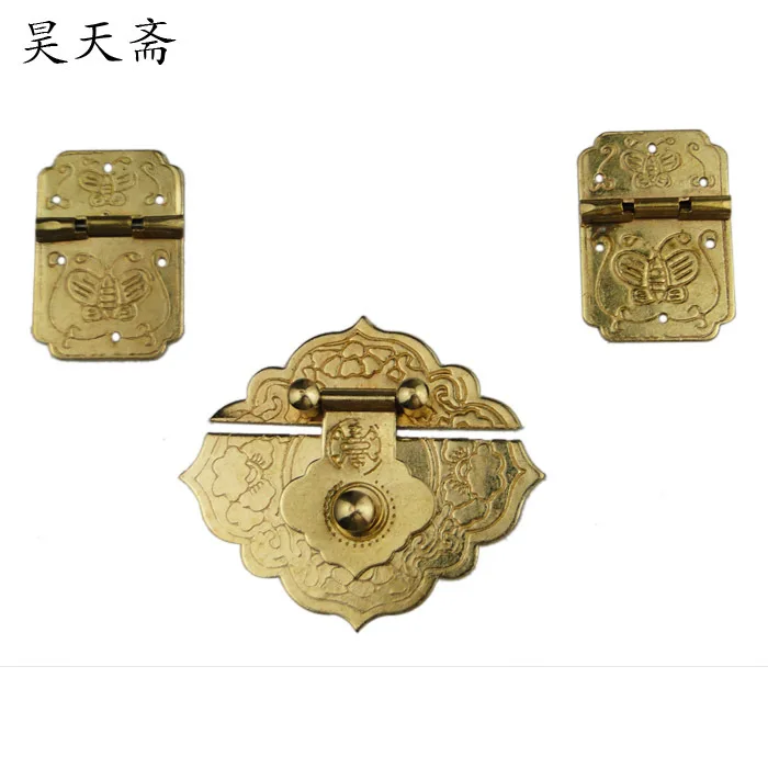 [Haotian vegetarian] bronze Chinese antique jewelry box accessories hasp box brass buckle HTN-075