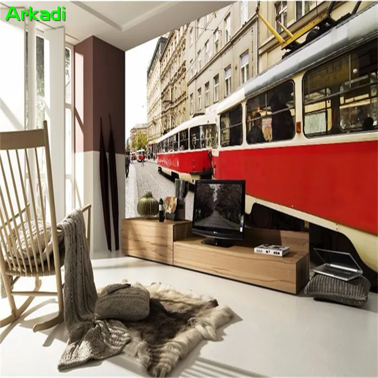 

Custom mural europe modern minimalist living room bedroom personalized england street bus 3d retro photo wallpaper