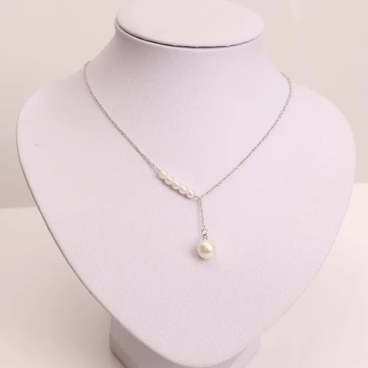 New Personality Temperament Sweet Jewelry Imitation Pearl Necklace Female Clavicle Adjustable Thin Chain Pendant Necklace