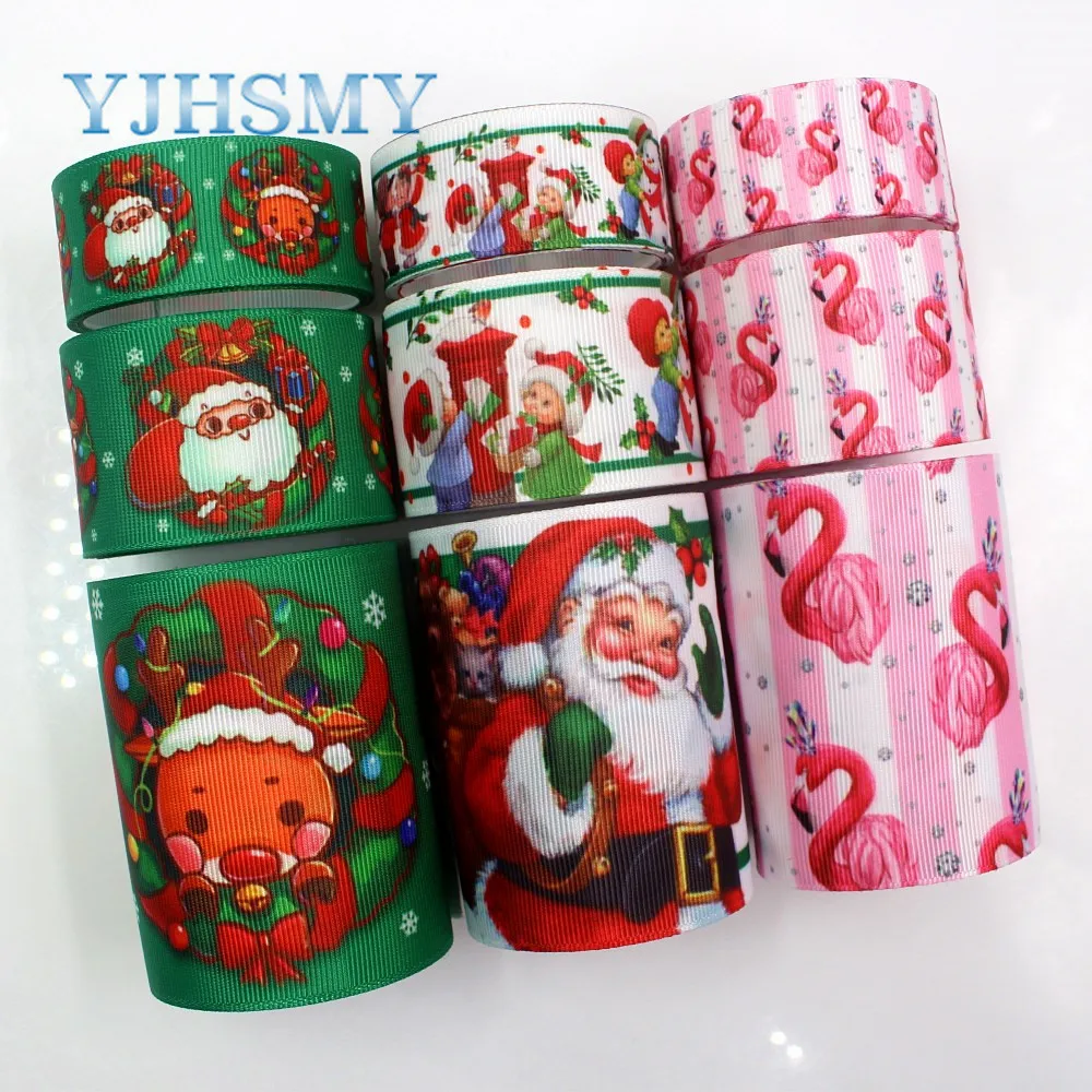 YJHSMY G-18925-1189,25 mm/38 mm/75 mm 5 yards Christmas Ribbons Thermal transfer Printed grosgrain,DIY Clothing accessories