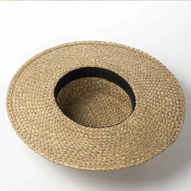 Wholesale Top Hand Woven Seaweed Women Sun Hats Natural Men Boater Hat Summer Beach Hat Derby Straw Hat Chapeu Sombrero Flat Cap