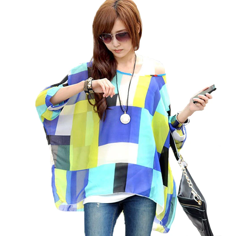 Summer Blouse Shirt 2021 New Fashion Women Casual Chiffon Blouses Tops Plus Size 4XL 5XL 6XL Batwing Sleeve Women\'s Shirts