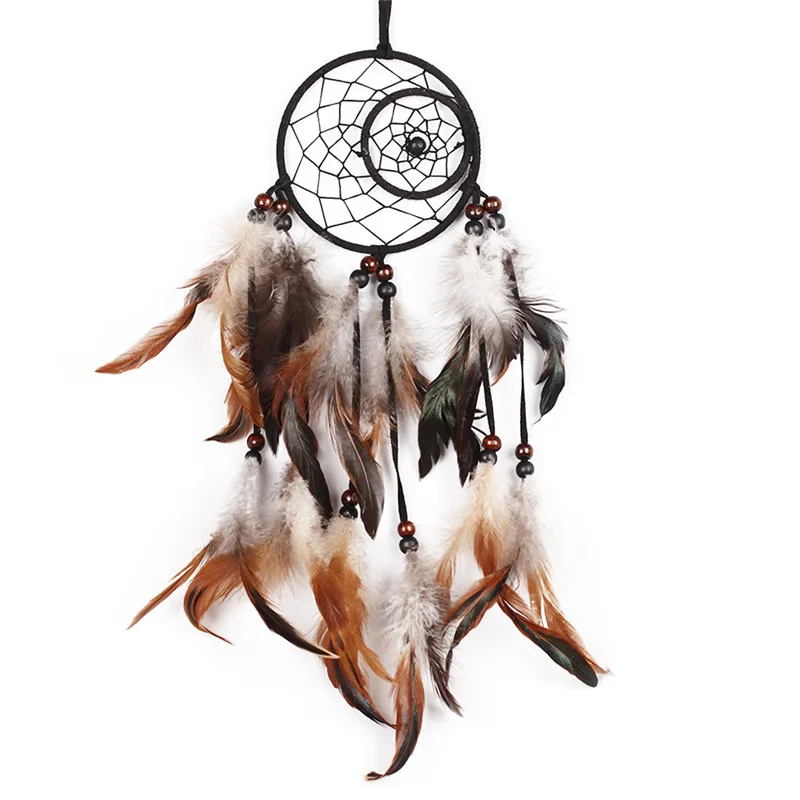 Purple Feather Crafts Dream Catcher Wind Chimes Handmade Dreamcatcher Net for Wall Hanging Car Home Decoration Birthday Gift