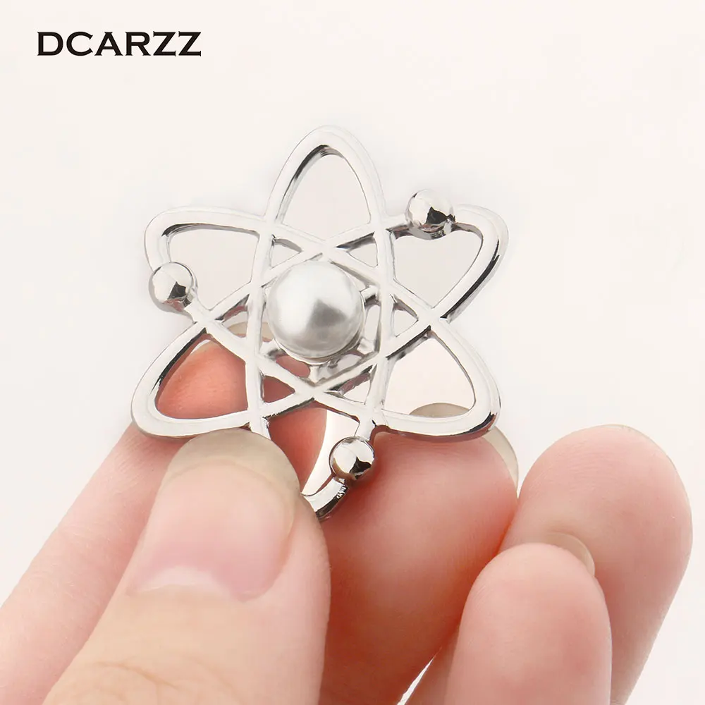 DCARZZ Atom Melecule Science Pin,the Pearl Science Symbol Brooch,Proton Neutron Nucleus Jewelry Gift for Nerd,Geeks,Scientists