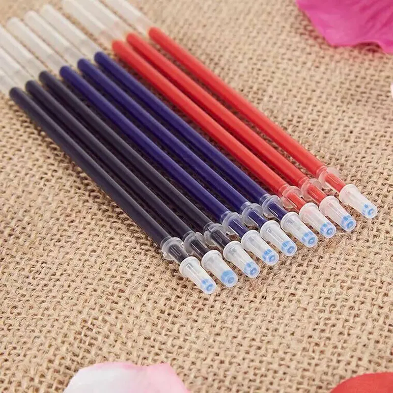 DELVTCH 100Pcs Set Gel Pen Refill 0.5mm Needle Tip Blue Black Ink Rods For School Office Writing Signature Handle Student Gift