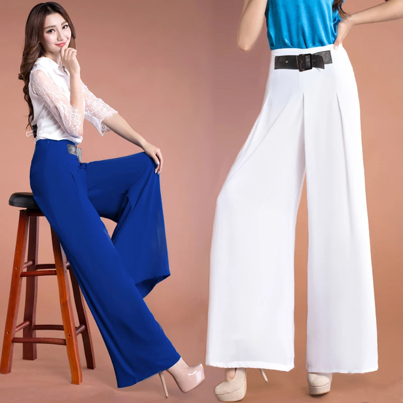 

high waist chiffon culottes pants horn wide leg pants pants dance pants female trousers Belly Dance Casual Boho Wide Trousers