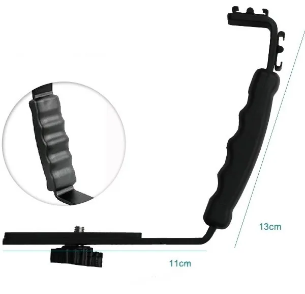 FOTGA L Flash Bracket Mount 2 Hot Shoe For Camcorder Mic Microphone Video Light Camera