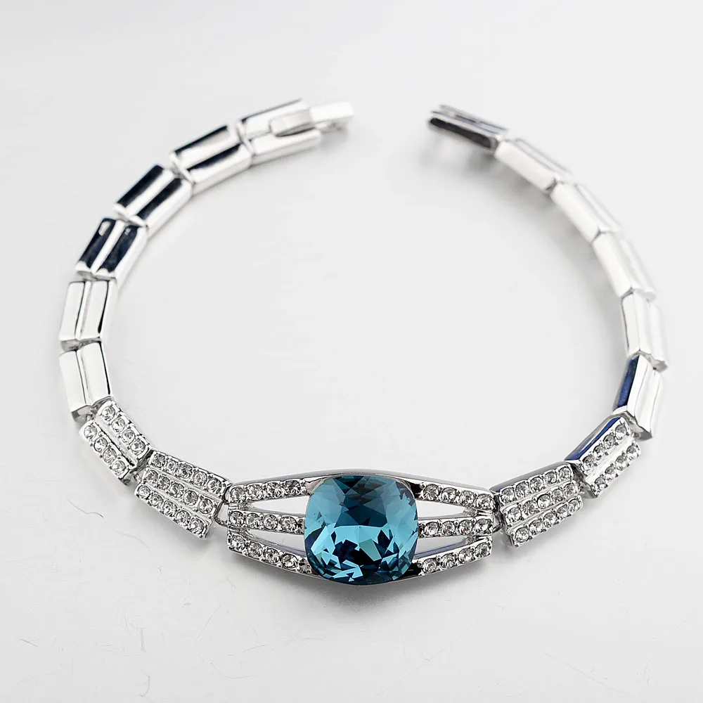 DJM AAA Quality Fashion Jewelry Luxury Blue Crystal Bracelets For Women(DJ0661)