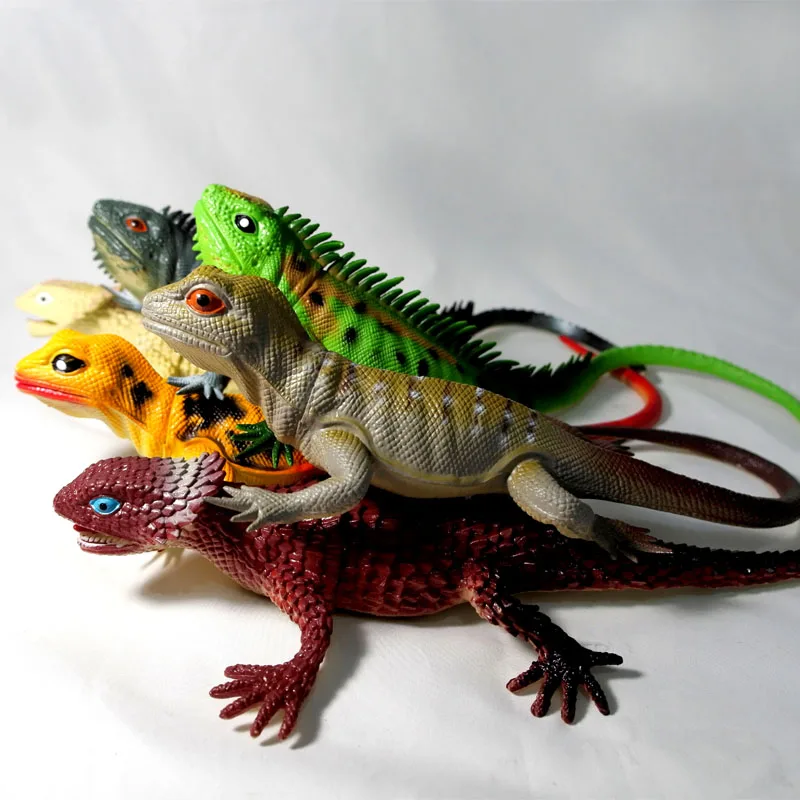 Large tweet soft rubber lizard model animal doll simulation toy  6pcs/set