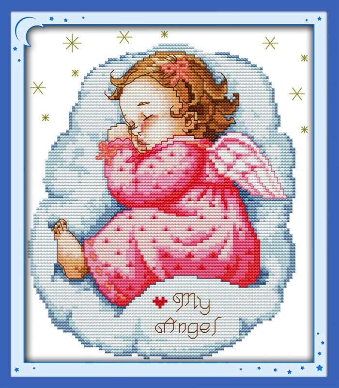 A sleep angel baby cross stitch kits people 14ct 11ct embroidery sewing patterns kit DIY handmade needlework decor plus