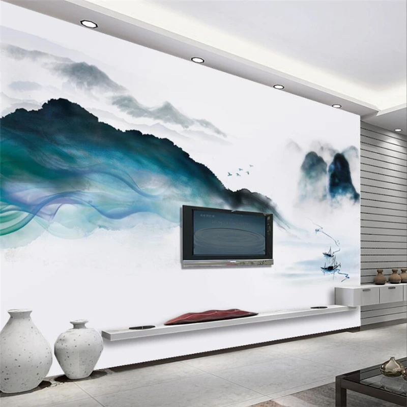 

beibehang Custom wallpaper new Chinese style mood ink landscape wall wall living room bedroom TV sofa frescoes 3d wallpaper