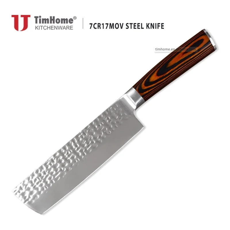 Timhome brand 7 inch 7Cr17mov Stainless steel  kitchen cleaver knife wooden handle