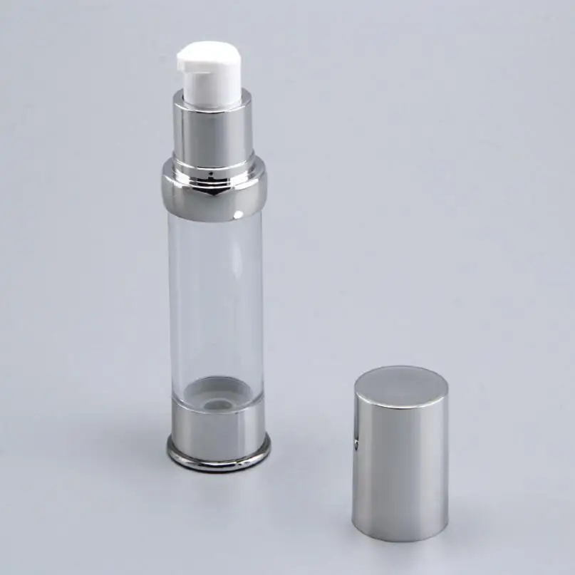 5ML airless bottle transparent bottle with silver cap/bottom, empty lotion/emulsion sample Refillable Bottles LX1049