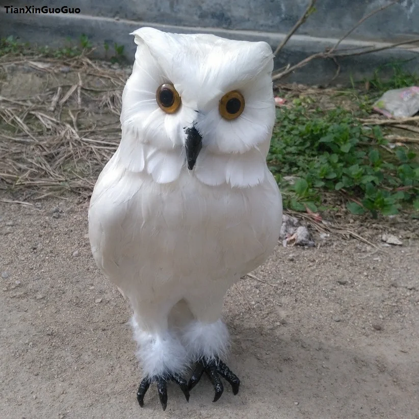 

large 28cm simulation white owl bird model polyethylene&feathers owl handicraft,garden decoration s1134