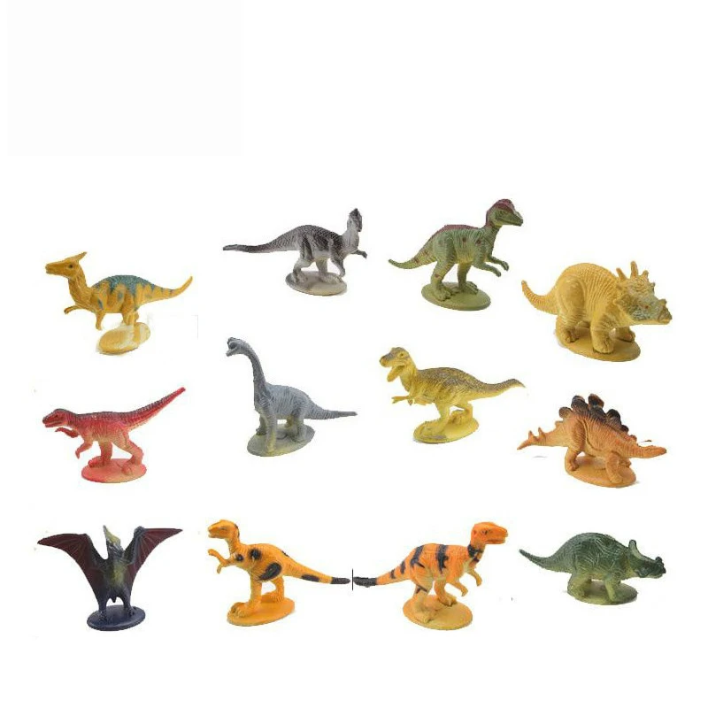 12 PCS 5CM Kids Simulated Dinosaur Model Toy Action Figure Tyrannosaurus Rex Rubber Jurassic Dinosaur Pet Pterosaur Triceratops