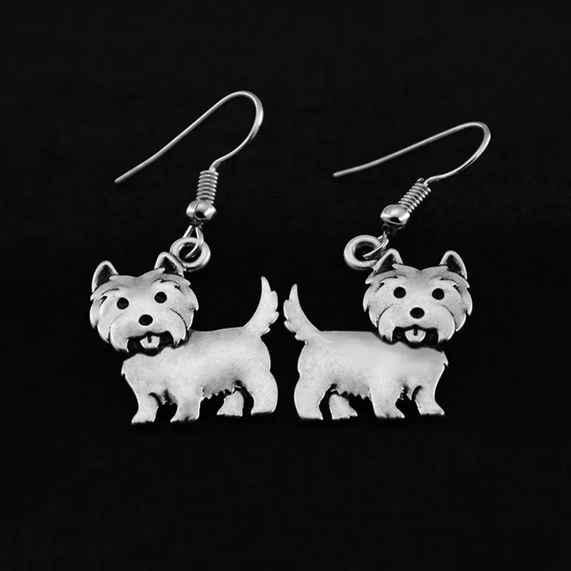 Vintage 3D Westie Dog Earring Pet Charms Big Drop Earrings For Women Brincos Boho Earings Fashion Jewelry Pendientes Mujer