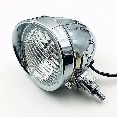 Chrome Metal 60/55 W Headlight For Harley Honda Kawasaki Suzuki Yamaha Cruiser