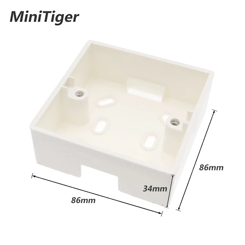 Minitiger External Mounting Box 86mm*86mm*34mm for 86mm Standard Touch Switch and Socket Apply For Any Position of Wall  Surface