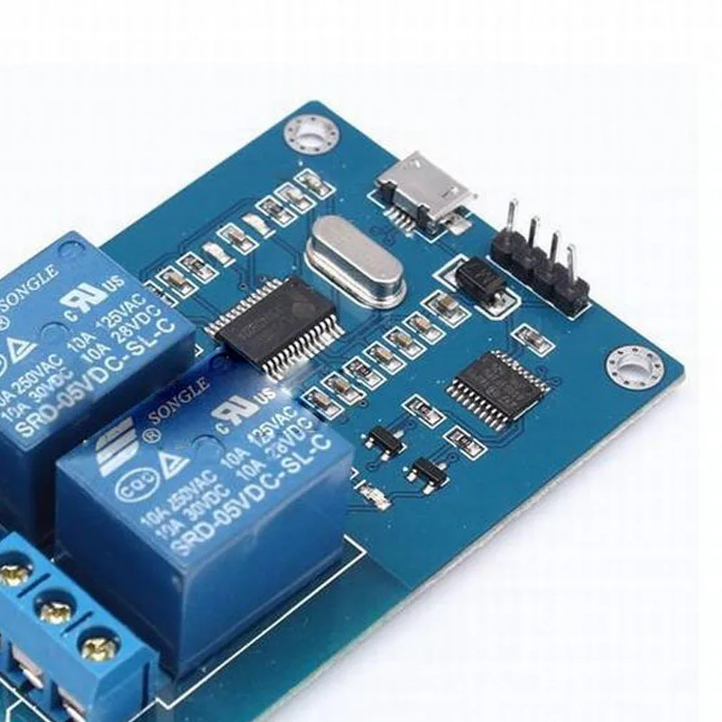 Новый 2-канальный релейный модуль Micro USB 5 В, модуль реле управления USB
