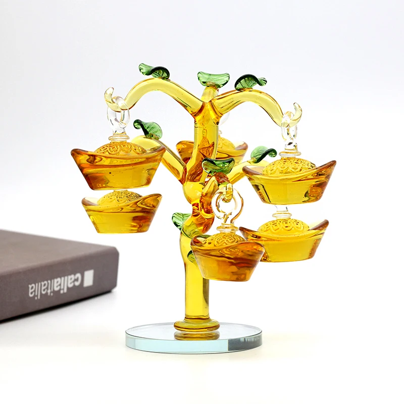 

Complex Yellow Crytal Golden Ingot Tree Yuan Bao Office Living Room Decor Attract Wealth And Good Luck Feng Shui Morden Decor