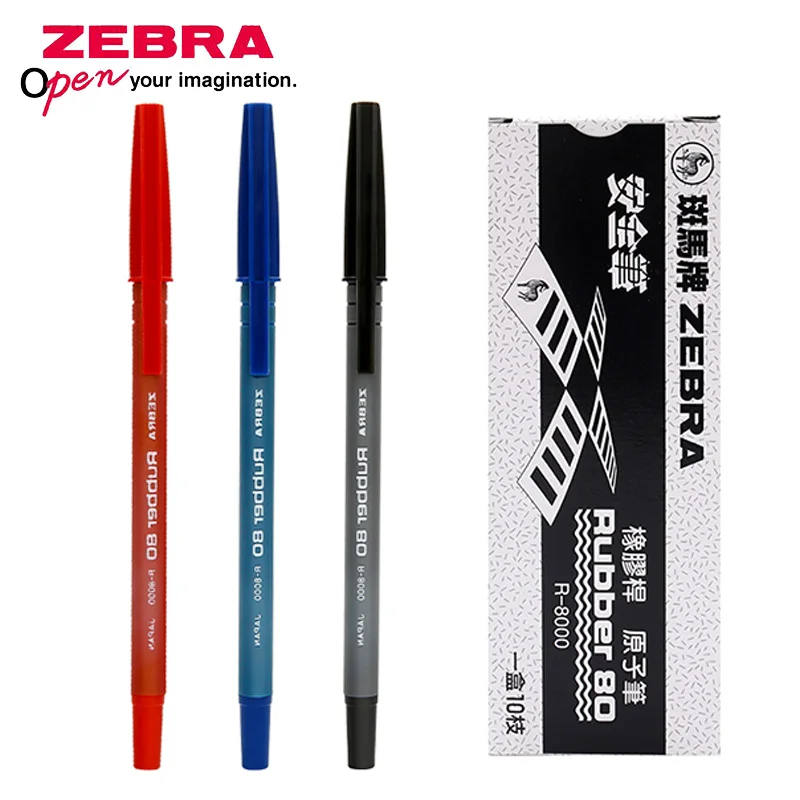 Zebra-caneta esferográfica, super suave, grande capacidade, 0.7mm, r-8000, alta qualidade, barril de borracha, escrevendo suprimentos, 6 pcs