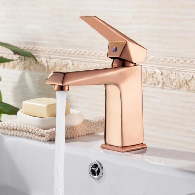 

Basin Faucets Bathroom Sink Rose Gold Faucet Single Handle Hole Faucet Basin Taps Grifo Lavabo Wash Hot and Cold Mixer Tap Crane