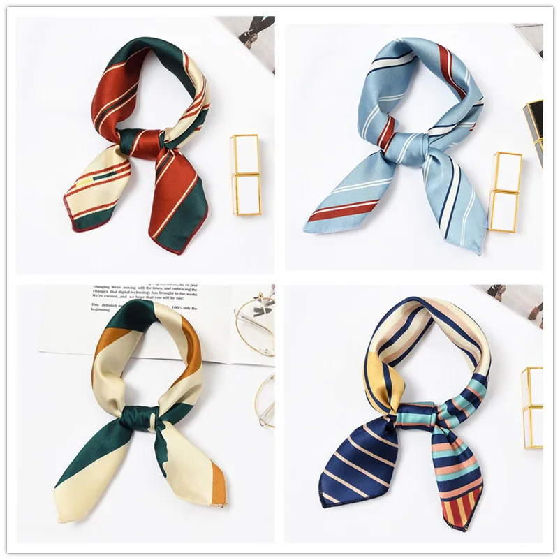 50x50 cm Women Scarf Summer Fashion Neckerchief Air Hostess Scarf Square Scarves For Ladies Satin Silk Scarf Head Band Neck Tie