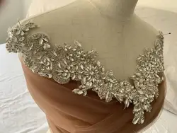 2020 di lusso Da Sposa ROSA Strass Applique, di Alta Quanlty Perle di Vetro con Design Vintage, haute Couture Da Sposa Collare Per PEZZO