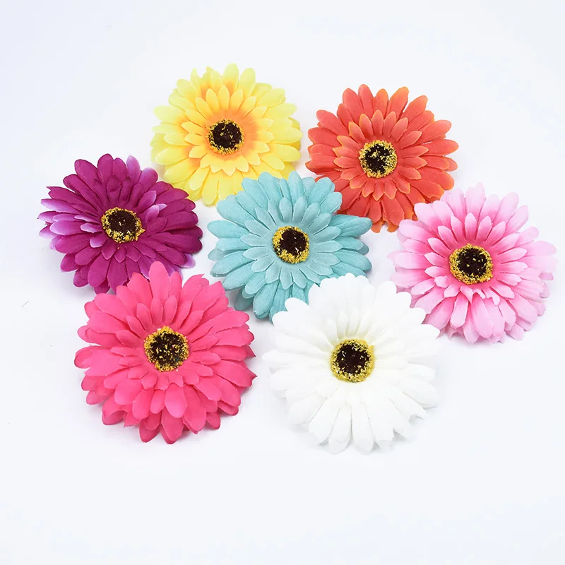100 Stück 10 cm Künstliche Blumen für Zuhause, Hochzeit, DIY-Geschenke, Girlanden, Kunstpflanzen, Gänseblümchen, Kunstseide, Gerbera, Weihnachtsdekorationen – Detail 6