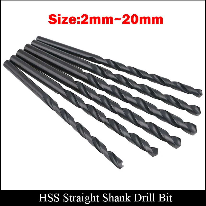 

2mm 2.1mm 2.2mm 2.3mm 2.4mm 2.5mm Metal Wood AL Tool High Speed Steel HSS Black Finished Spiral Straight Shank Twist Drill Bit