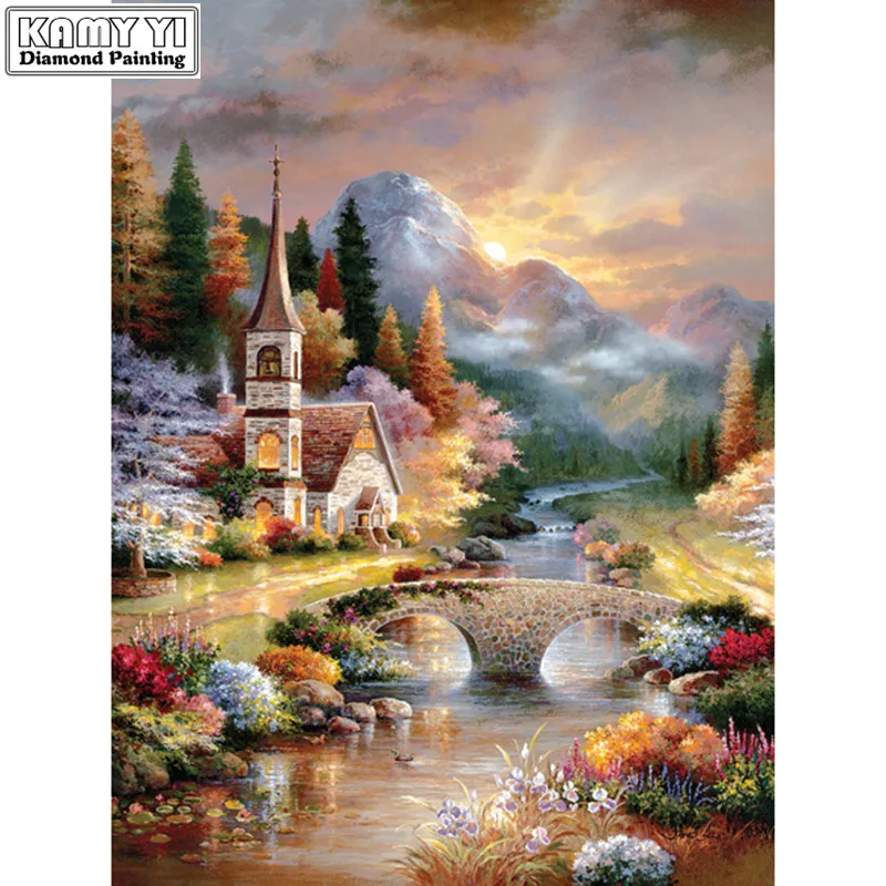 

5D DIY Diamond embroidery Cross stitch Sunrise view Full Square Diamond mosaic Full Round Diamond painting decoration HYY