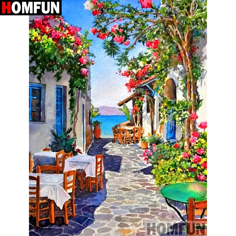 

Homfun Full Square/Round Drill 5D DIY Diamond Painting "Small road scenery"3D Embroidery Cross Stitch Home Decor Gift A09397