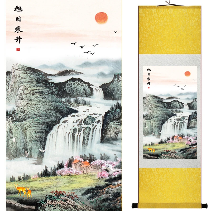 Top quality crane and great Wall  Painting Home Office Decoration Chinese scroll painting  landscape painting  040718