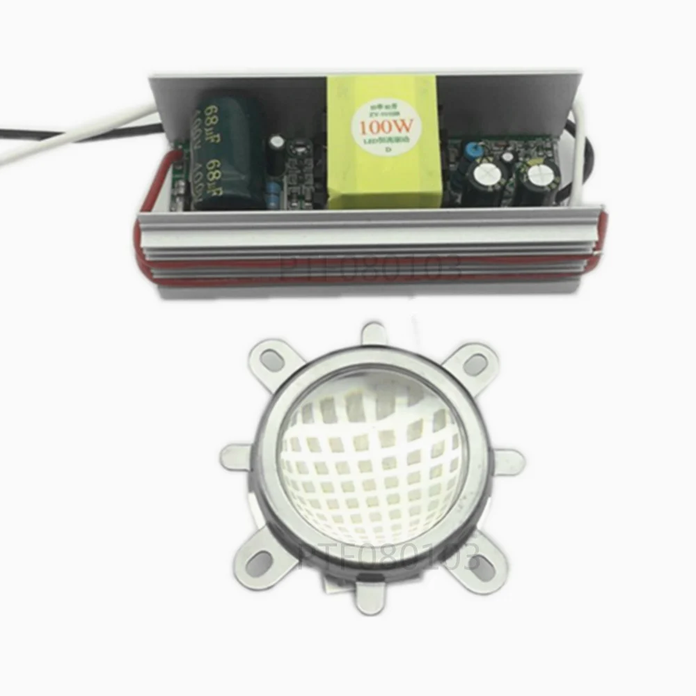 100W LED UV 395-400nm led chip +100W AC 85-265V driver + heatsink+ 90 degree Lens with Reflector Collimator kit