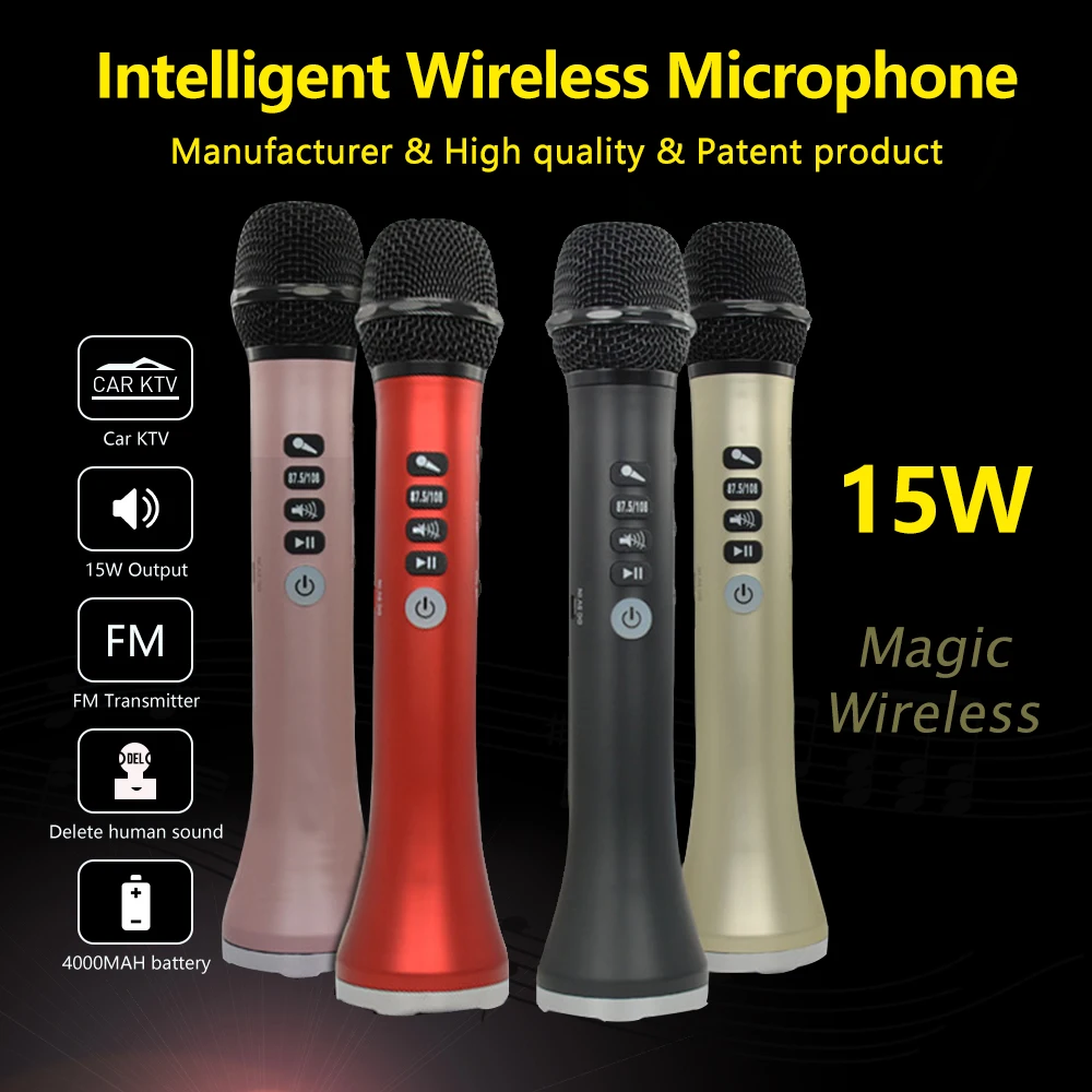 XIAOKOA L-698 15W Wireless Karaoke Microphone Bluetooth Speaker 4000mah 2in1 Handheld Sing&Recording KTV Player for iOS/Android