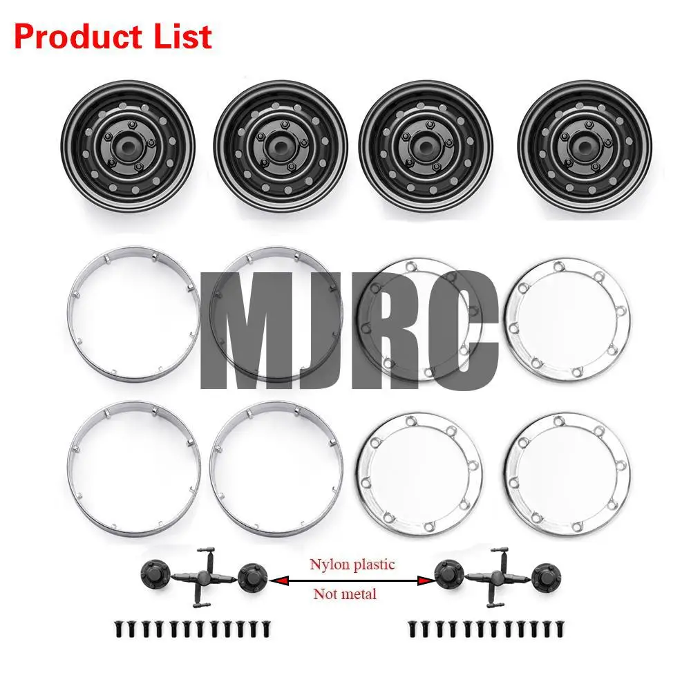 4pcs Rc Rock Crawler Metal Wheel Rim 1.9 Inch Beadlock For 1/10 Traxxas Trx-4 Axial Scx10 90046 Tamiya Rgt Cc01 D90 D110 Tf2