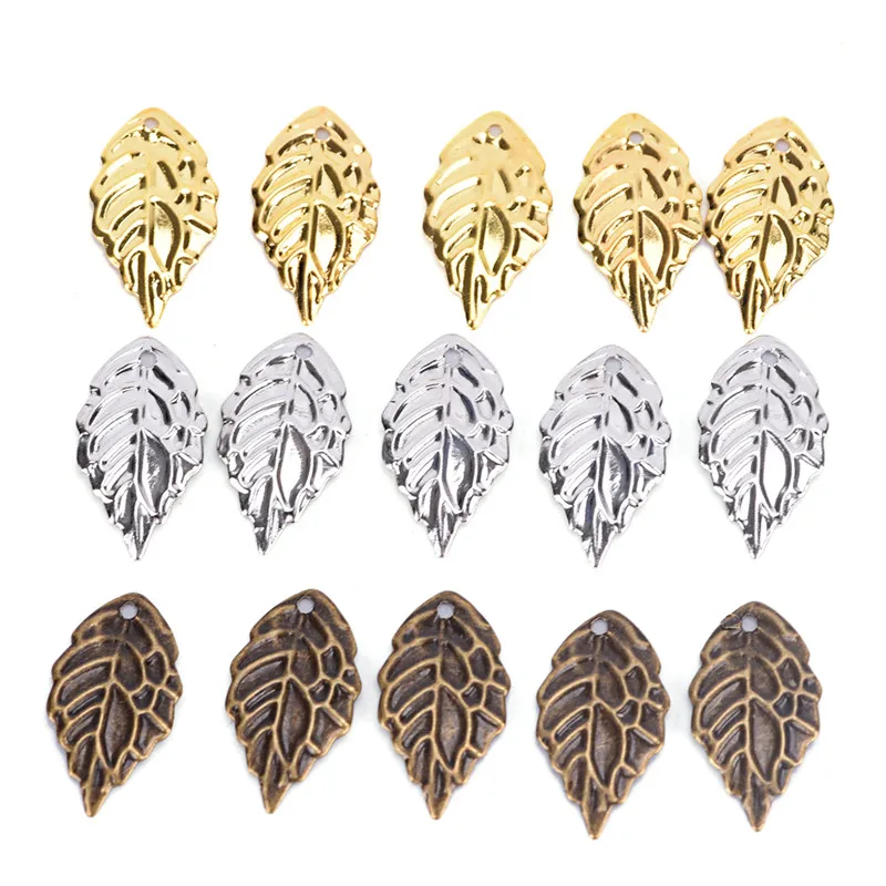 50pcs 18*10mm Vintage Metal Alloy Copper Beads Caps Flower   Leaf  For Jewelry Crafts Making Materials Findings