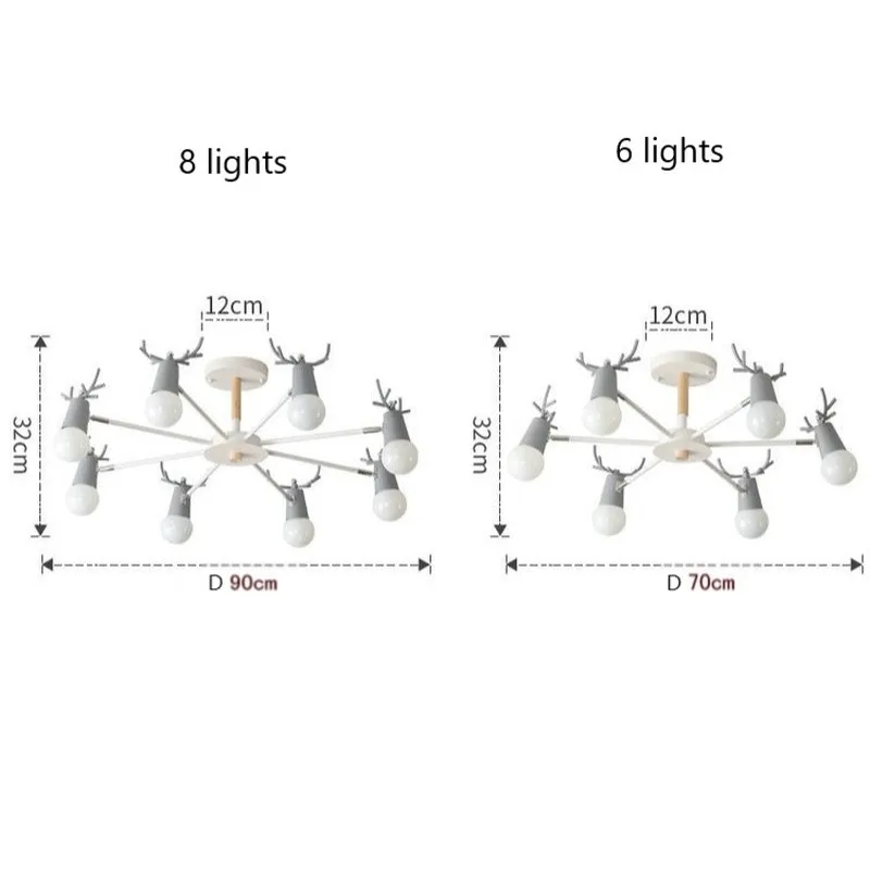 Imagem -06 - Lustre Macaron Antler Estilo Nórdico Lustre com Lâmpada de Led Simples Moderno para Quarto Sala de Jantar Ferro e Madeira Cabeça de Cervo E27
