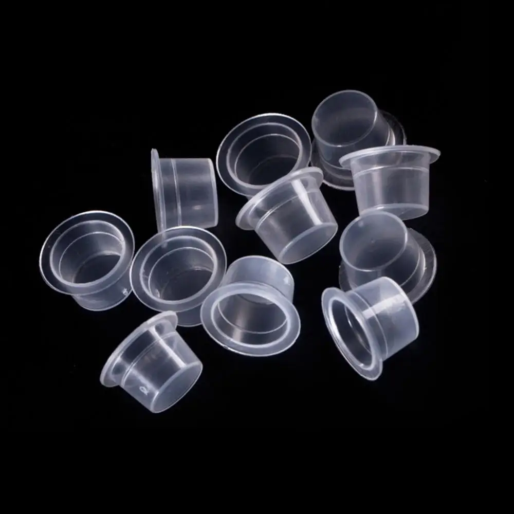 100 PCS Plastic Disposable Microblading Tattoo Ink Cups S/M/L Permanent Makeup Pigment Clear Holder Container Cap