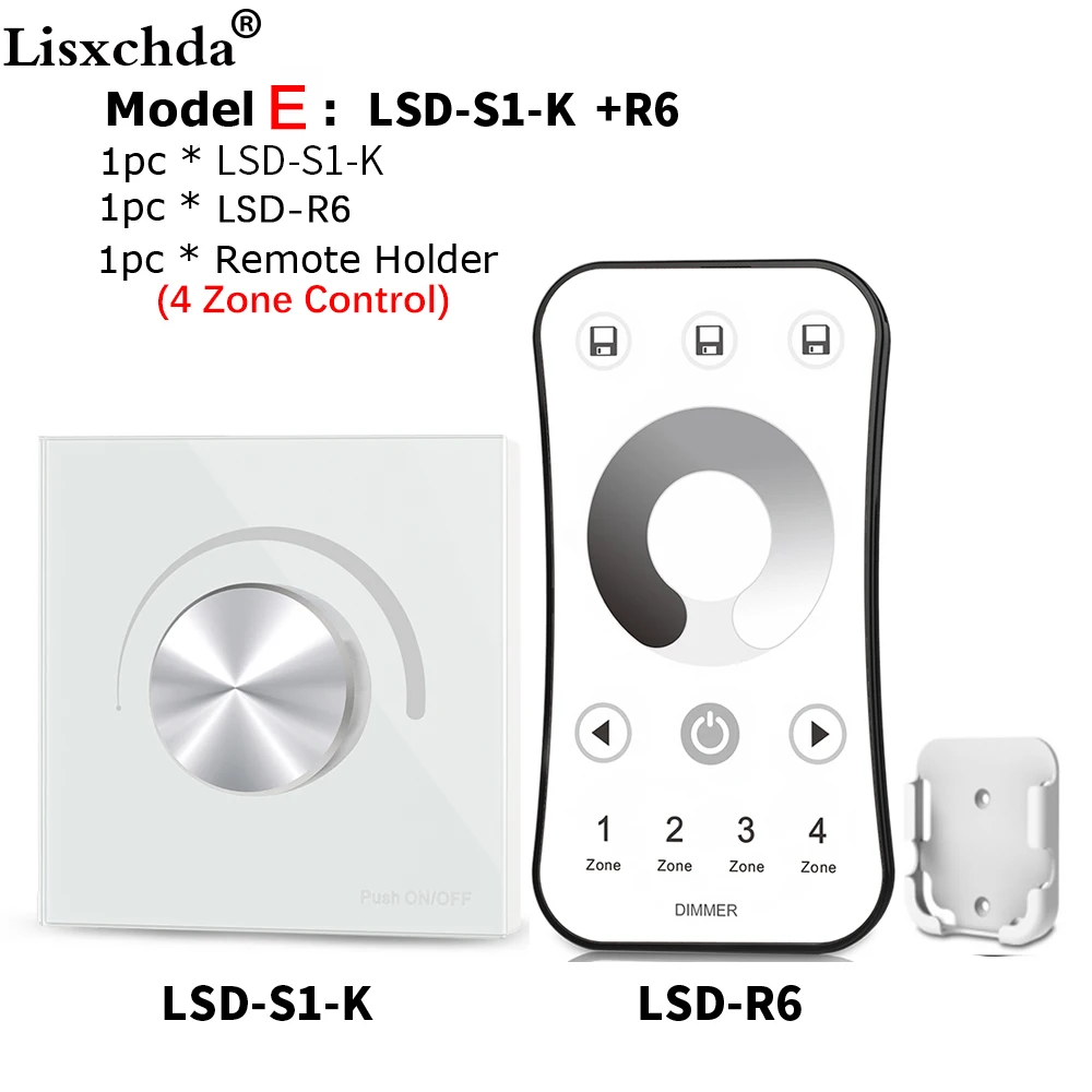 AC Triac LED Dimmer 220V 110V Wireless RF Rotary Glass Panel Dimmer With 2.4G Remote Controller for Single Color LED Bulb Lamps